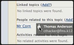Linking to topics or profiles by dragging and dropping